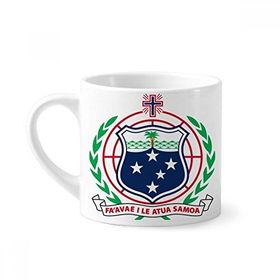 Dıythinker 170 ml Beyaz Samoa Okyanusya Ulusal Amblem Mini Kahve Seramik Kupa