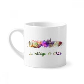Dıythinker 170 ml Beyaz Santiago De Chile City Suluboya Mini Kahve Seramik Kupa