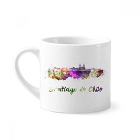 Dıythinker 170 ml Beyaz Santiago De Chile City Suluboya Mini Kahve Seramik Kupa