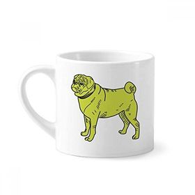 Dıythinker 170 ml Beyaz Sarı Çizgi Film Köpek İllüstrasyon Desenli Mini Kahve Seramik Kupa