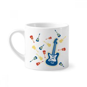 Dıythinker 170 ml Beyaz Sarı Gitar Müzik Deseni Resimli Mini Kahve Seramik Kupa