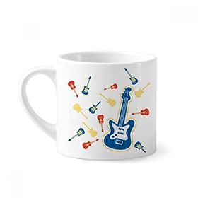 Dıythinker 170 ml Beyaz Sarı Gitar Müzik Deseni Resimli Mini Kahve Seramik Kupa