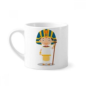 Dıythinker 170 ml Beyaz Sarı Şapka Mısır Çizgi Film Mini Kahve Seramik Kupa