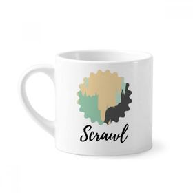 Dıythinker 170 ml Beyaz Sarı Soyut Bitkiler Sanat Desenli Mini Kahve Seramik Kupa