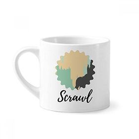 Dıythinker 170 ml Beyaz Sarı Soyut Bitkiler Sanat Desenli Mini Kahve Seramik Kupa