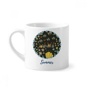 Dıythinker 170 ml Beyaz Sarı Turuncu Çiçek Bitki Boyası Mini Kahve Seramik Kupa