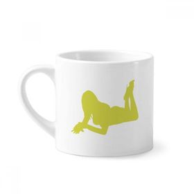 Dıythinker 170 ml Beyaz Sarı Uzun Saçlı Dolgun Kadın Mini Kahve Seramik Kupa