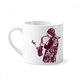 Dıythinker 170 ml Beyaz Sax Jazz Müzik Sokak Kültürü Mini Kahve Seramik Kupa