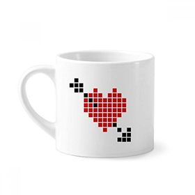 Dıythinker 170 ml Beyaz Sevgililer Arror Pierce via Heart Pixel Mini Kahve Seramik Kupa