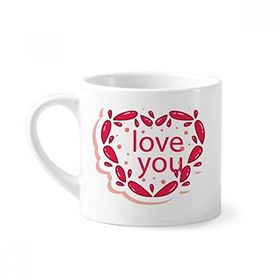 Dıythinker 170 ml Beyaz Sevgililer Günü Pembe Kalp Love You Mini Kahve Seramik Kupa