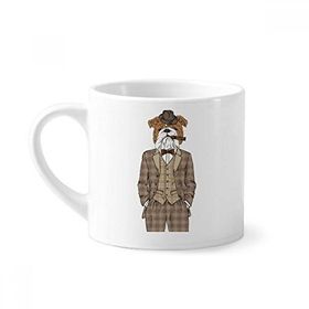 Dıythinker 170 ml Beyaz Sevimli Giysiler Köpek Suluboya İllüstrasyon Mini Kahve Seramik Kupa