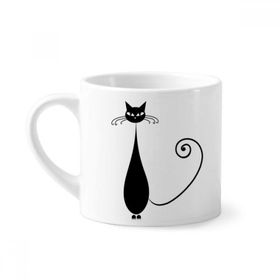 Dıythinker 170 ml Beyaz Sevimli Siyah Kedi Sevgili Hayvan Sanat Silüeti Mini Kahve Seramik Kupa
