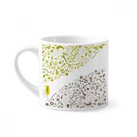 Dıythinker 170 ml Beyaz Sevimli Yeşil Creature Cell Illustration Mini Kahve Seramik Kupa