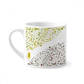 Dıythinker 170 ml Beyaz Sevimli Yeşil Creature Cell Illustration Mini Kahve Seramik Kupa