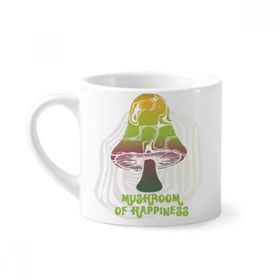 Dıythinker 170 ml Beyaz Sevimli Yeşil Mantar Yaratığı İllüstrasyon Mini Kahve Seramik Kupa