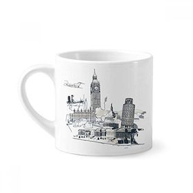 Dıythinker 170 ml Beyaz Seyahat Simgesi Big Ben Pisa Kulesi Mini Kahve Seramik Kupa