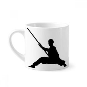 Dıythinker 170 ml Beyaz Shaolin Stick Çin Keşiş Asker Kültürü Mini Kahve Seramik Kupa