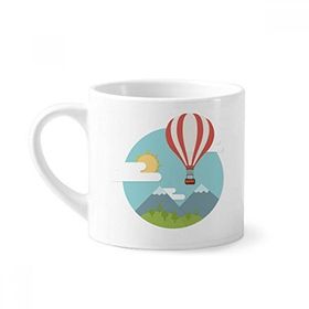 Dıythinker 170 ml Beyaz Sıcak Hava Balonu Güneş Bulut Desenli Mini Kahve Seramik Kupa