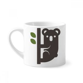 Dıythinker 170 ml Beyaz Silüeti Avustralya Koala ve Okalipt Mini Kahve Seramik Kupa