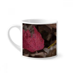 Dıythinker 170 ml Beyaz Simpol Kırmızı Akçaağaç Yaprağı Bitki Resmi Mini Kahve Seramik Kupa