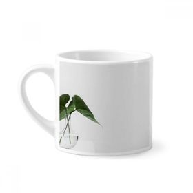 Dıythinker 170 ml Beyaz Simpol Yeşil Yaprak Bitki Doğa Fotoğraf Mini Kahve Seramik Kupa