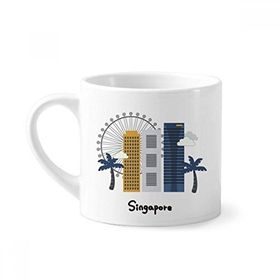 Dıythinker 170 ml Beyaz Singapur Flyer and Buildings Mini Kahve Seramik Kupa