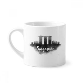 Dıythinker 170 ml Beyaz Singapur Lankmark Mürekkep Şehir Boyama Mini Kahve Seramik Kupa