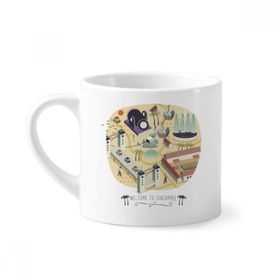 Dıythinker 170 ml Beyaz Singapur Simgelerine Hoş Geldiniz Mini Kahve Seramik Kupa