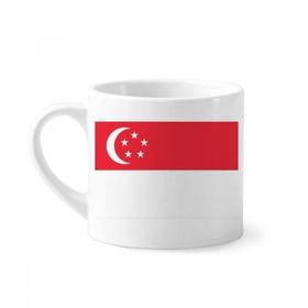 Dıythinker 170 ml Beyaz Singapur Ulusal Bayrağı Asya Ülke Mini Kahve Seramik Kupa