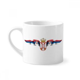 Dıythinker 170 ml Beyaz Sırbistan Ulusal Amblem Ülke Mini Kahve Seramik Kupa