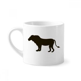 Dıythinker 170 ml Beyaz Siyah Aslan Hayvan Portrayal Mini Kahve Seramik Kupa