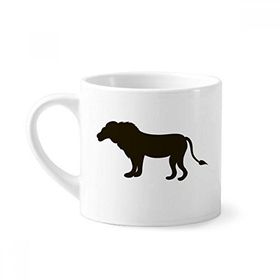 Dıythinker 170 ml Beyaz Siyah Aslan Hayvan Portrayal Mini Kahve Seramik Kupa