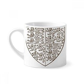 Dıythinker 170 ml Beyaz Siyah Beyaz Barok Sanat Kalkanı Aslan Desenli Mini Kahve Seramik Kupa