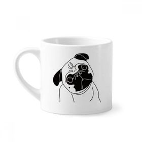 Dıythinker 170 ml Beyaz Siyah Çizgi Film Köpek İllüstrasyon Desenli Mini Kahve Seramik Kupa