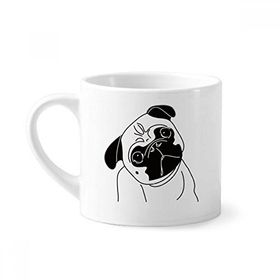Dıythinker 170 ml Beyaz Siyah Çizgi Film Köpek İllüstrasyon Desenli Mini Kahve Seramik Kupa