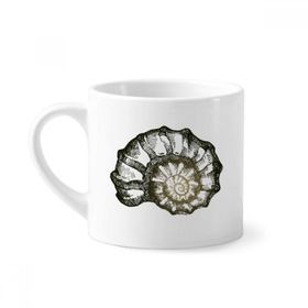 Dıythinker 170 ml Beyaz Siyah Deniz Yaşamı Salyangoz Desenli Mini Kahve Seramik Kupa