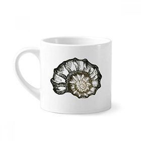 Dıythinker 170 ml Beyaz Siyah Deniz Yaşamı Salyangoz Desenli Mini Kahve Seramik Kupa