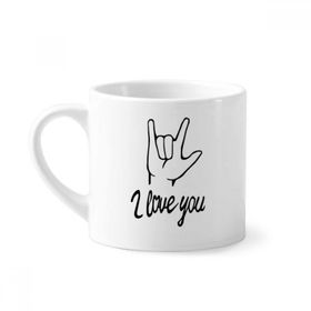 Dıythinker 170 ml Beyaz Siyah I Love You Kişiselleştirilmiş Jesture Mini Kahve Seramik Kupa