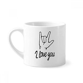 Dıythinker 170 ml Beyaz Siyah I Love You Kişiselleştirilmiş Jesture Mini Kahve Seramik Kupa