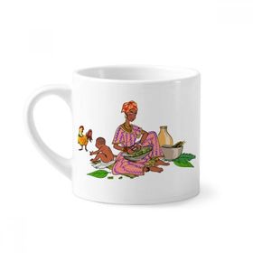 Dıythinker 170 ml Beyaz Siyah Kadın Çocuk Totemleri Afrika Aborijin Mini Kahve Seramik Kupa