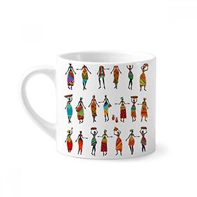 Dıythinker 170 ml Beyaz Siyah Kadın Totems Afrika Elbiseleri Mini Kahve Seramik Kupa