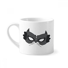 Dıythinker 170 ml Beyaz Siyah Kedi Maskesi Happy Carnival Of Venice Mini Kahve Seramik Kupa