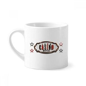 Dıythinker 170 ml Beyaz Siyah Kırmızı Casino Tabela Desenli Mini Kahve Seramik Kupa