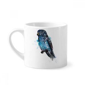 Dıythinker 170 ml Beyaz Siyah Mavi Papağan Kuş Mini Kahve Seramik Kupa