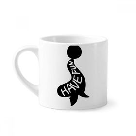 Dıythinker 170 ml Beyaz Siyah Mühür Hayvan Silüeti Doğal Mini Kahve Seramik Kupa