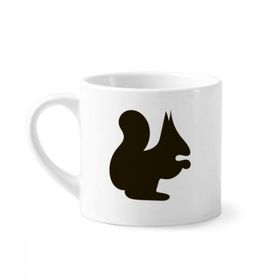 Dıythinker 170 ml Beyaz Siyah Sincap Hayvan Portrayal Mini Kahve Seramik Kupa