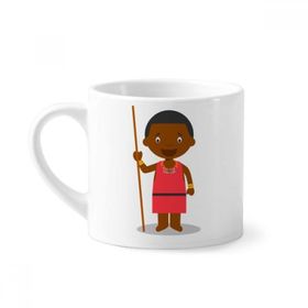 Dıythinker 170 ml Beyaz Siyah Vahşi Kenya Çizgi Film Mini Kahve Seramik Kupa