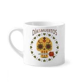 Dıythinker 170 ml Beyaz Skull Rose The Day Of The Dead Meksika Mini Kahve Seramik Kupa