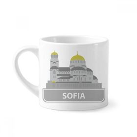 Dıythinker 170 ml Beyaz Sofia Bulgaristan Gri Kent Simgesi Desenli Mini Kahve Seramik Kupa