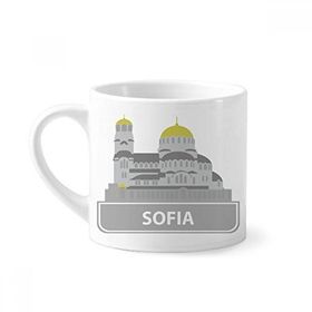 Dıythinker 170 ml Beyaz Sofia Bulgaristan Gri Kent Simgesi Desenli Mini Kahve Seramik Kupa